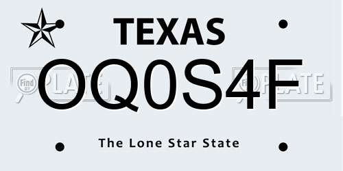 OQ0S4F Texas License Plate