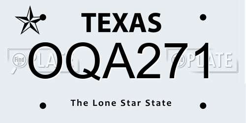 OQA271 Texas License Plate