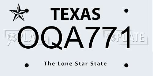 OQA771 Texas License Plate