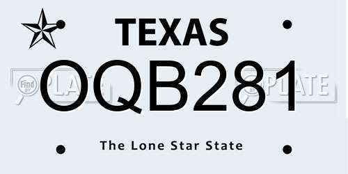 OQB281 Texas License Plate