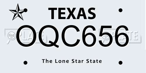 OQC656 Texas License Plate