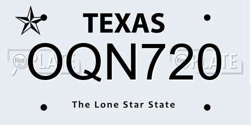 OQN720 Texas License Plate