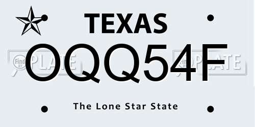 OQQ54F Texas License Plate
