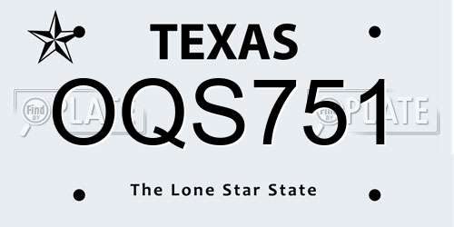 OQS751 Texas License Plate