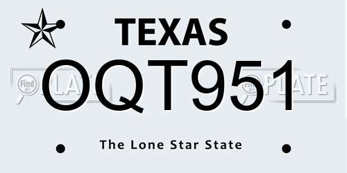 OQT951 Texas License Plate