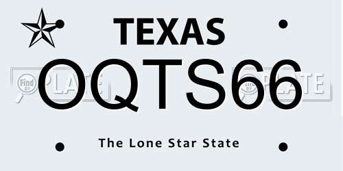 OQTS66 Texas License Plate