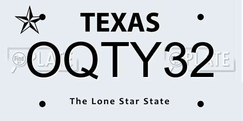 OQTY32 Texas License Plate