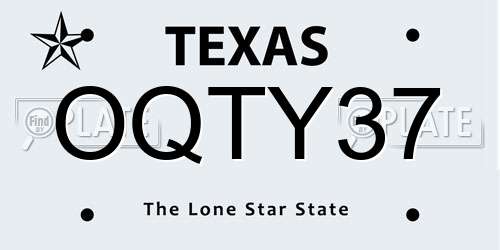 OQTY37 Texas License Plate