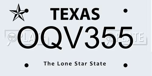 OQV355 Texas License Plate