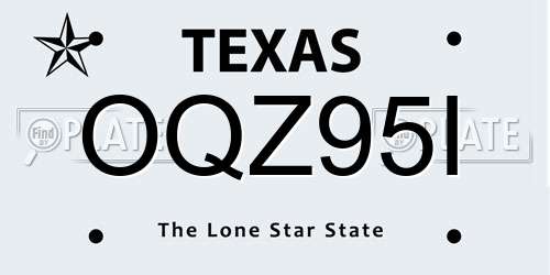 OQZ95I Texas License Plate