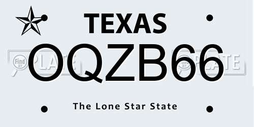 OQZB66 Texas License Plate
