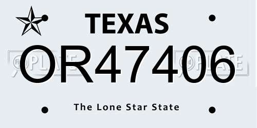 OR47406 Texas License Plate