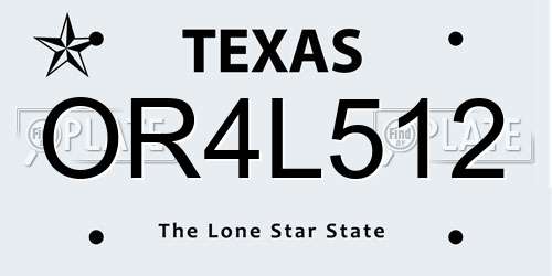 OR4L512 Texas License Plate