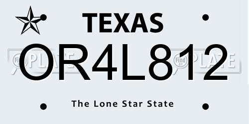 OR4L812 Texas License Plate