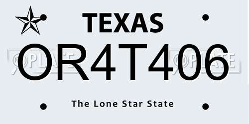 OR4T406 Texas License Plate