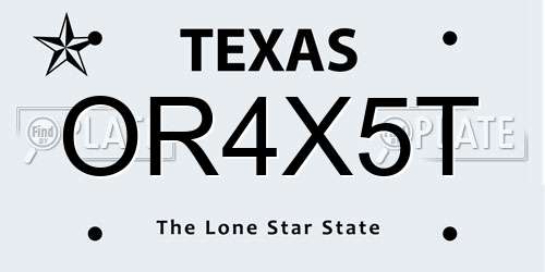 OR4X5T Texas License Plate