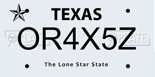 OR4X5Z Texas License Plate
