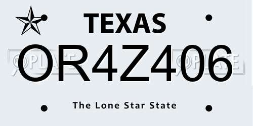 OR4Z406 Texas License Plate