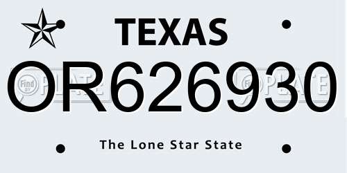 OR626930 Texas License Plate