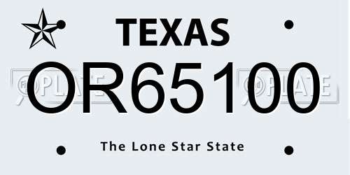 OR65100 Texas License Plate