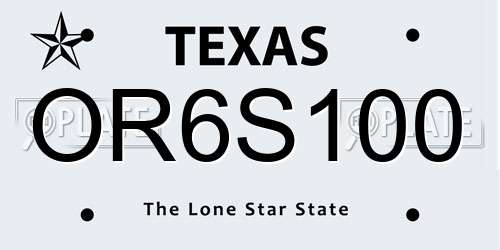 OR6S100 Texas License Plate