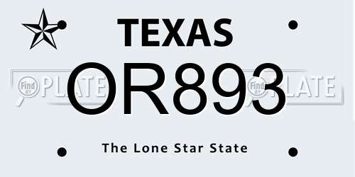 OR893 Texas License Plate