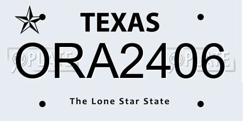 ORA2406 Texas License Plate