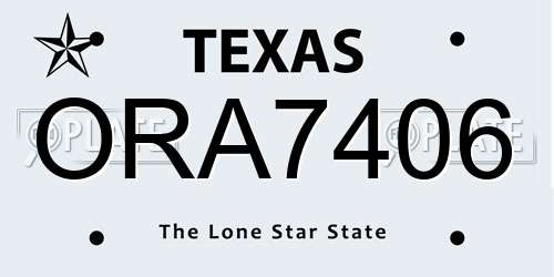 ORA7406 Texas License Plate