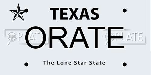 ORATE Texas License Plate