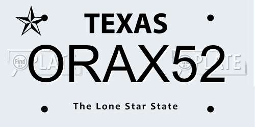 ORAX52 Texas License Plate