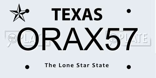 ORAX57 Texas License Plate