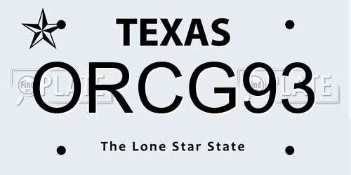 ORCG93 Texas License Plate