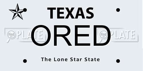 ORED Texas License Plate