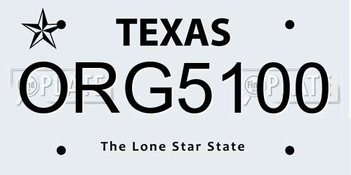 ORG5100 Texas License Plate