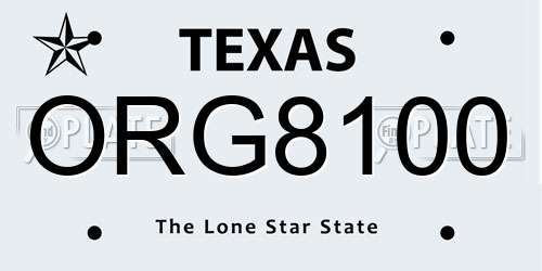 ORG8100 Texas License Plate