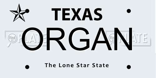 ORGAN Texas License Plate