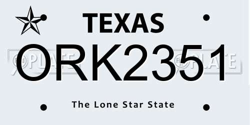 ORK2351 Texas License Plate