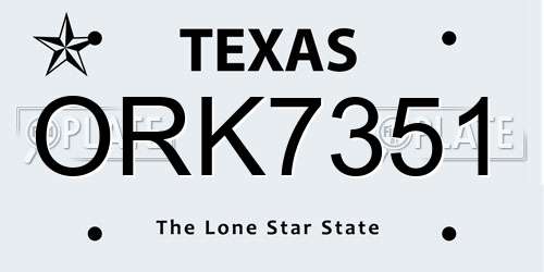ORK7351 Texas License Plate