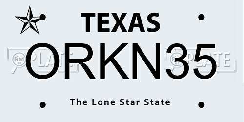 ORKN35 Texas License Plate