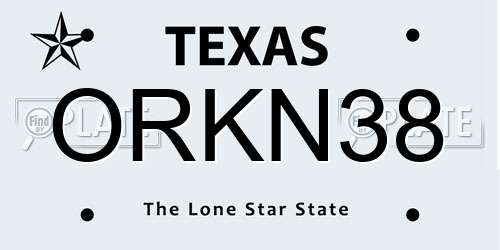 ORKN38 Texas License Plate