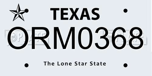 ORM0368 Texas License Plate