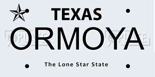 ORMOYA Texas License Plate