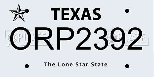 ORP2392 Texas License Plate