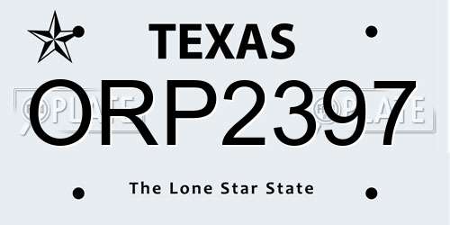 ORP2397 Texas License Plate