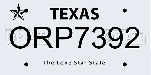 ORP7392 Texas License Plate