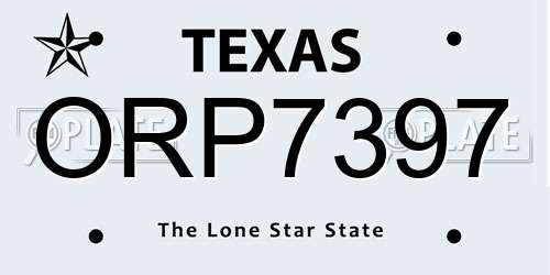 ORP7397 Texas License Plate