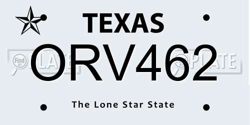 ORV462 Texas License Plate