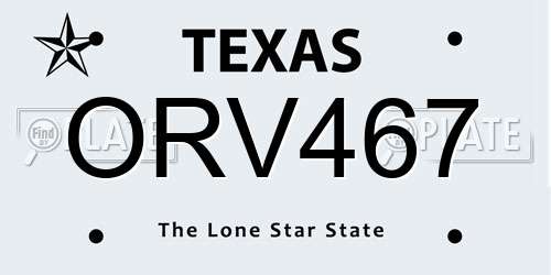 ORV467 Texas License Plate