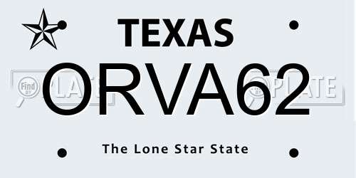 ORVA62 Texas License Plate