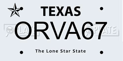 ORVA67 Texas License Plate